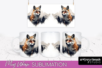 Wild Animals Mug Wrap - Mountain Camping Mug Design Sublimation OrangeBrushStudio 