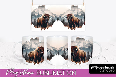 Wild Animals Mug Wrap - Mountain Camping Mug Design Sublimation OrangeBrushStudio 