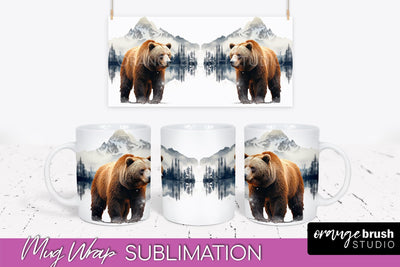 Wild Animals Mug Wrap - Mountain Camping Mug Design Sublimation OrangeBrushStudio 