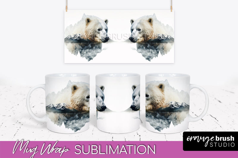 Wild Animals Mug Wrap - Mountain Camping Mug Design Sublimation OrangeBrushStudio 