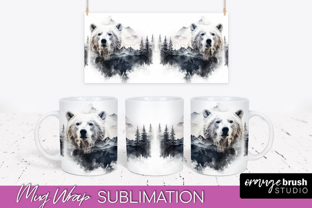Wild Animals Mug Wrap - Mountain Camping Mug Design Sublimation OrangeBrushStudio 