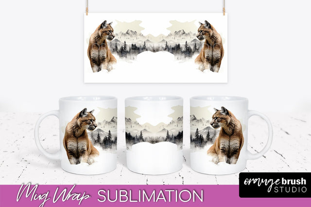 Wild Animals Mug Wrap - Mountain Camping Mug Design Sublimation OrangeBrushStudio 