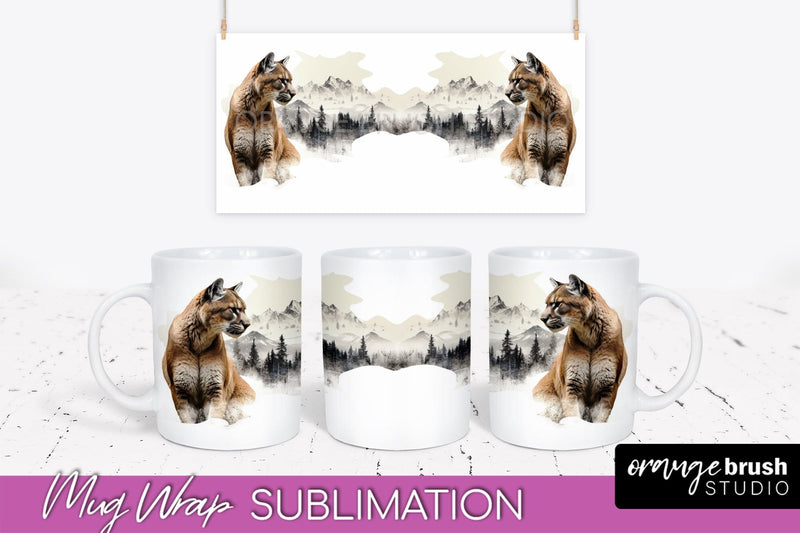 Wild Animals Mug Wrap - Mountain Camping Mug Design Sublimation OrangeBrushStudio 