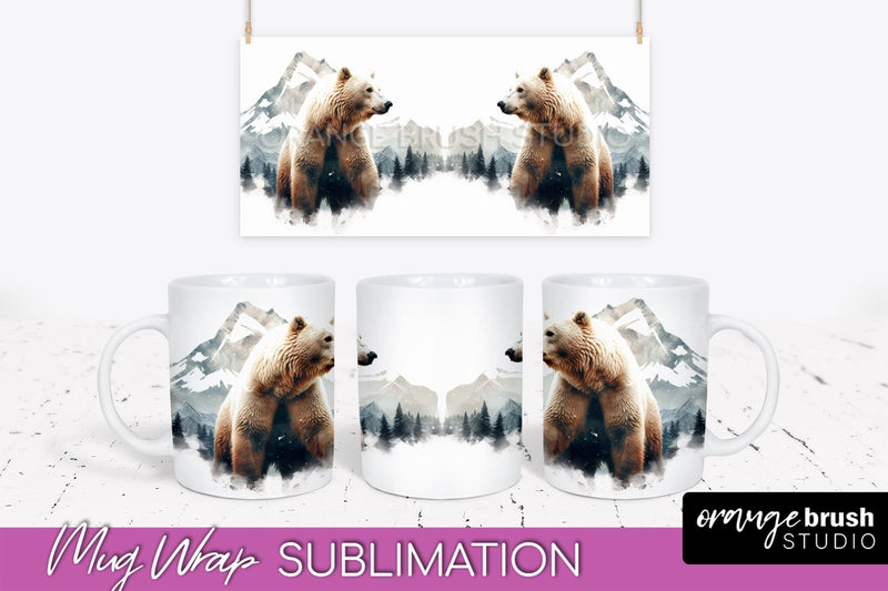 Wild Animals Mug Wrap - Mountain Camping Mug Design Sublimation OrangeBrushStudio 