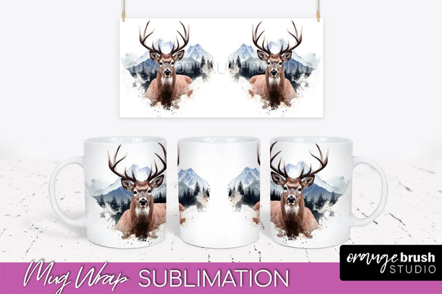 Wild Animals Mug Wrap - Mountain Camping Mug Design Sublimation OrangeBrushStudio 