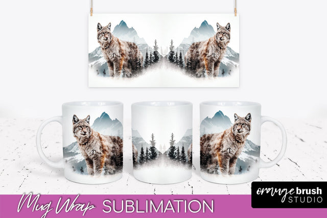Wild Animals Mug Wrap - Mountain Camping Mug Design Sublimation OrangeBrushStudio 