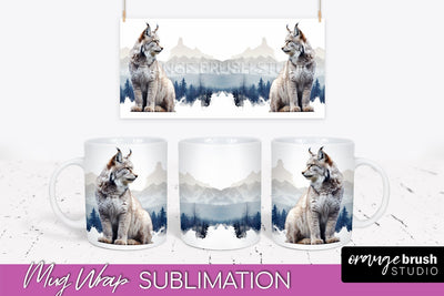 Wild Animals Mug Wrap - Mountain Camping Mug Design Sublimation OrangeBrushStudio 