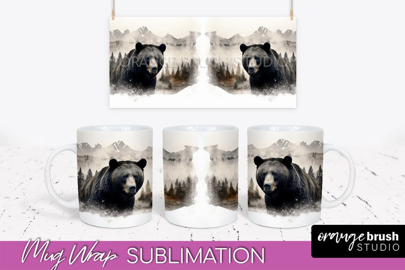 Wild Animals Mug Wrap - Mountain Camping Mug Design Sublimation OrangeBrushStudio 