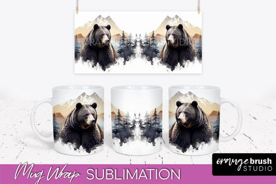 Wild Animals Mug Wrap - Mountain Camping Mug Design Sublimation OrangeBrushStudio 