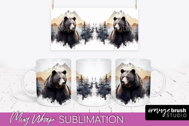 Wild Animals Mug Wrap - Mountain Camping Mug Design Sublimation OrangeBrushStudio 