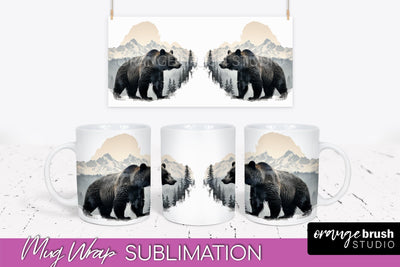 Wild Animals Mug Wrap - Mountain Camping Mug Design Sublimation OrangeBrushStudio 