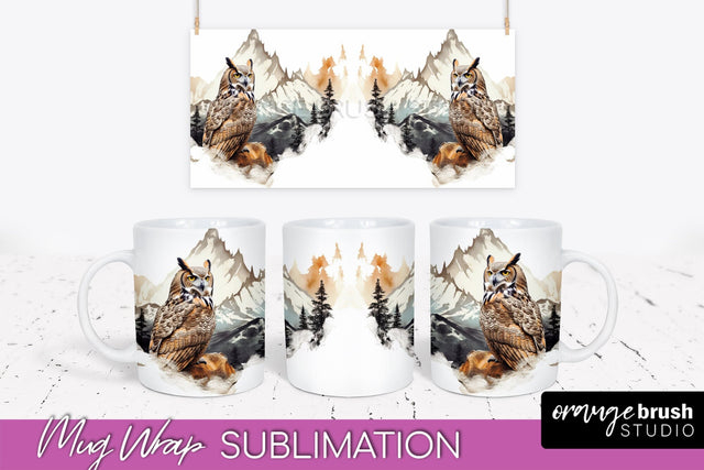 Wild Animals Mug Wrap - Mountain Camping Mug Design Sublimation OrangeBrushStudio 