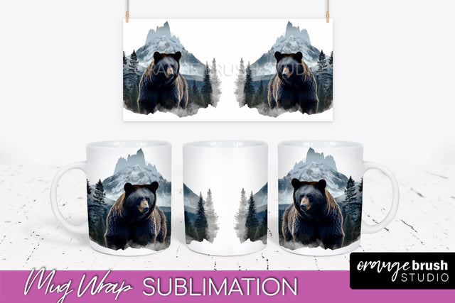Wild Animals Mug Wrap - Mountain Camping Mug Design Sublimation OrangeBrushStudio 