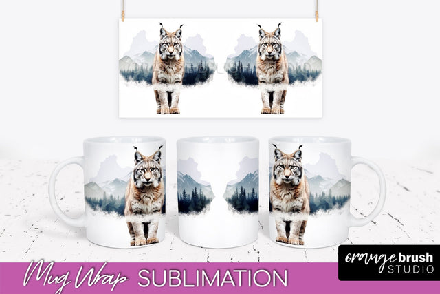 Wild Animals Mug Wrap - Mountain Camping Mug Design Sublimation OrangeBrushStudio 