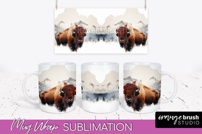 Wild Animals Mug Wrap - Mountain Camping Mug Design Sublimation OrangeBrushStudio 