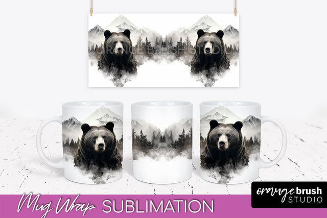 Wild Animals Mug Wrap - Mountain Camping Mug Design Sublimation OrangeBrushStudio 