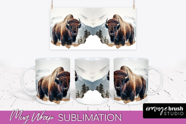 Wild Animals Mug Wrap - Mountain Camping Mug Design Sublimation OrangeBrushStudio 