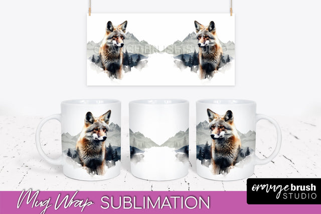 Wild Animals Mug Wrap - Mountain Camping Mug Design Sublimation OrangeBrushStudio 