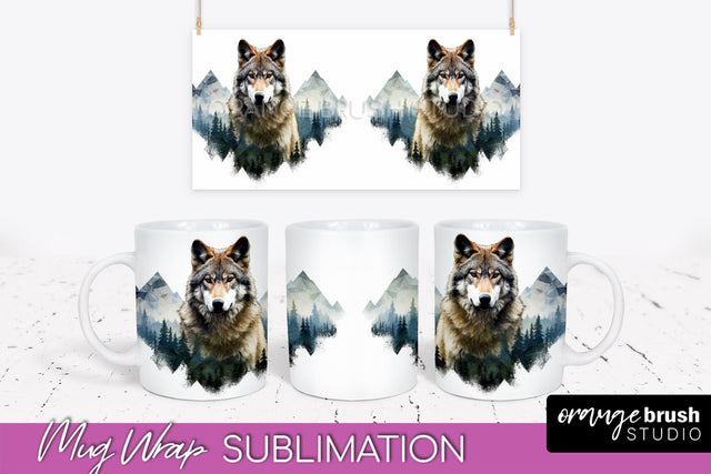 Wild Animals Mug Wrap - Mountain Camping Mug Design Sublimation OrangeBrushStudio 