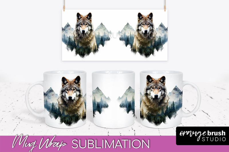 Wild Animals Mug Wrap - Mountain Camping Mug Design Sublimation OrangeBrushStudio 