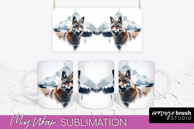 Wild Animals Mug Wrap - Mountain Camping Mug Design Sublimation OrangeBrushStudio 