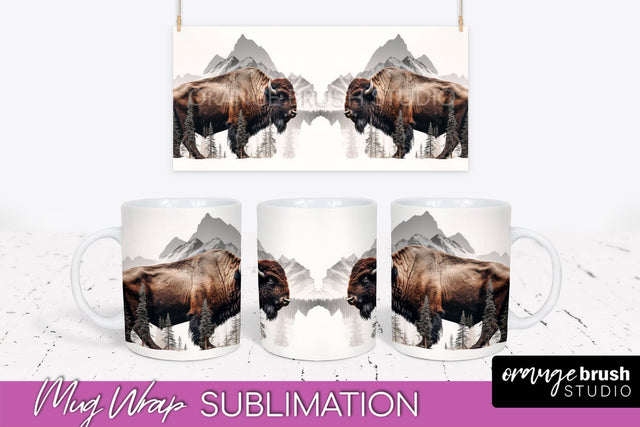 Wild Animals Mug Wrap - Mountain Camping Mug Design Sublimation OrangeBrushStudio 