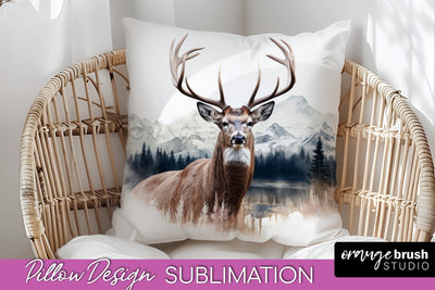 Wild Animals Pillow Cover - Mountain Pillow Sublimation Sublimation OrangeBrushStudio 