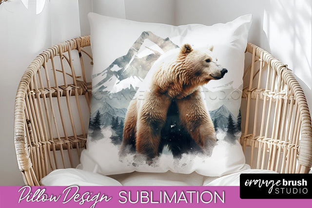 Wild Animals Pillow Cover - Mountain Pillow Sublimation Sublimation OrangeBrushStudio 
