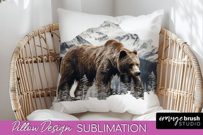 Wild Animals Pillow Cover - Mountain Pillow Sublimation Sublimation OrangeBrushStudio 