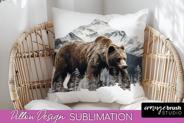 Wild Animals Pillow Cover - Mountain Pillow Sublimation Sublimation OrangeBrushStudio 