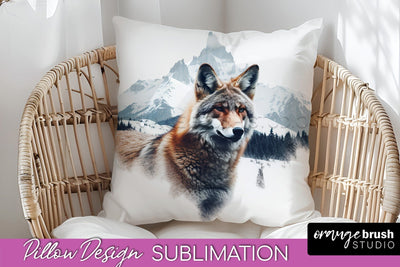 Wild Animals Pillow Cover - Mountain Pillow Sublimation Sublimation OrangeBrushStudio 
