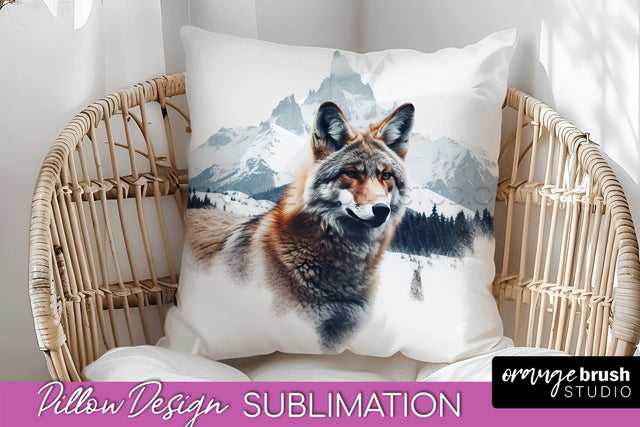Wild Animals Pillow Cover - Mountain Pillow Sublimation Sublimation OrangeBrushStudio 