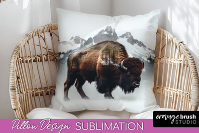 Wild Animals Pillow Cover - Mountain Pillow Sublimation Sublimation OrangeBrushStudio 