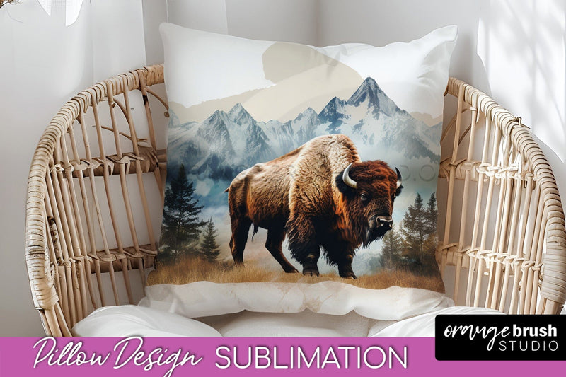 Wild Animals Pillow Cover - Mountain Pillow Sublimation Sublimation OrangeBrushStudio 