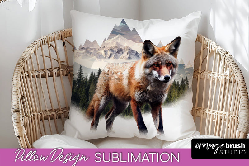 Wild Animals Pillow Cover - Mountain Pillow Sublimation Sublimation OrangeBrushStudio 