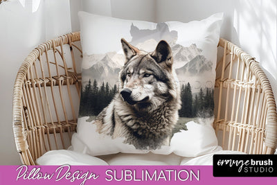 Wild Animals Pillow Cover - Mountain Pillow Sublimation Sublimation OrangeBrushStudio 