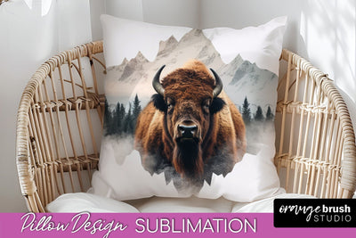 Wild Animals Pillow Cover - Mountain Pillow Sublimation Sublimation OrangeBrushStudio 