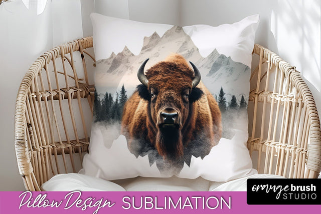 Wild Animals Pillow Cover - Mountain Pillow Sublimation Sublimation OrangeBrushStudio 