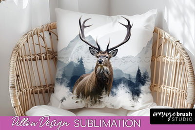 Wild Animals Pillow Cover - Mountain Pillow Sublimation Sublimation OrangeBrushStudio 