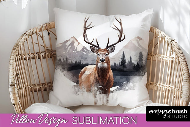 Wild Animals Pillow Cover - Mountain Pillow Sublimation Sublimation OrangeBrushStudio 