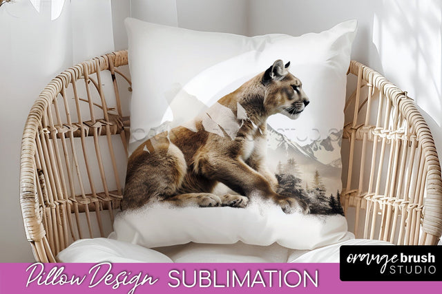 Wild Animals Pillow Cover - Mountain Pillow Sublimation Sublimation OrangeBrushStudio 