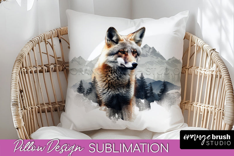 Wild Animals Pillow Cover - Mountain Pillow Sublimation Sublimation OrangeBrushStudio 