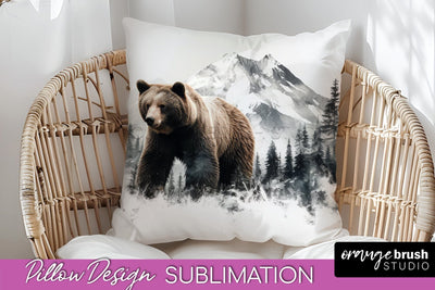 Wild Animals Pillow Cover - Mountain Pillow Sublimation Sublimation OrangeBrushStudio 