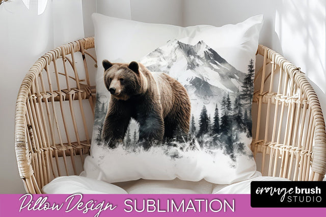 Wild Animals Pillow Cover - Mountain Pillow Sublimation Sublimation OrangeBrushStudio 