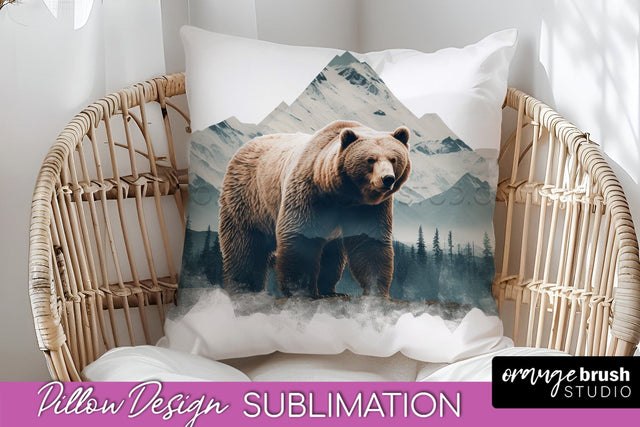 Wild Animals Pillow Cover - Mountain Pillow Sublimation Sublimation OrangeBrushStudio 