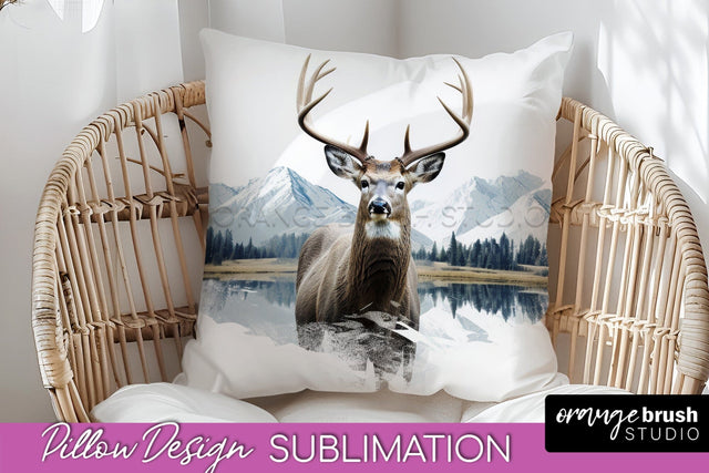 Wild Animals Pillow Cover - Mountain Pillow Sublimation Sublimation OrangeBrushStudio 