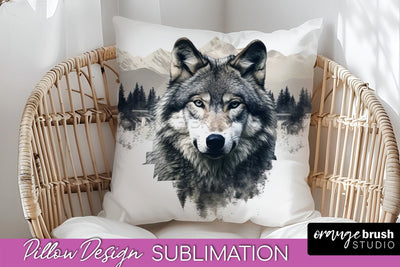 Wild Animals Pillow Cover - Mountain Pillow Sublimation Sublimation OrangeBrushStudio 