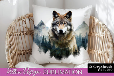 Wild Animals Pillow Cover - Mountain Pillow Sublimation Sublimation OrangeBrushStudio 