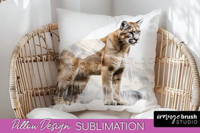 Wild Animals Pillow Cover - Mountain Pillow Sublimation Sublimation OrangeBrushStudio 