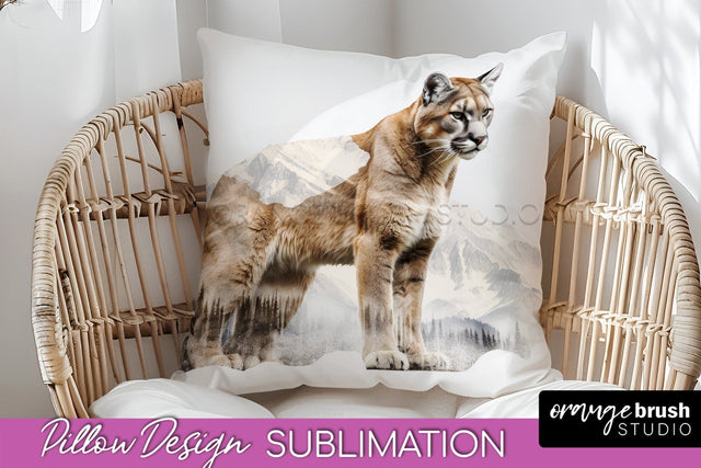 Wild Animals Pillow Cover - Mountain Pillow Sublimation Sublimation OrangeBrushStudio 